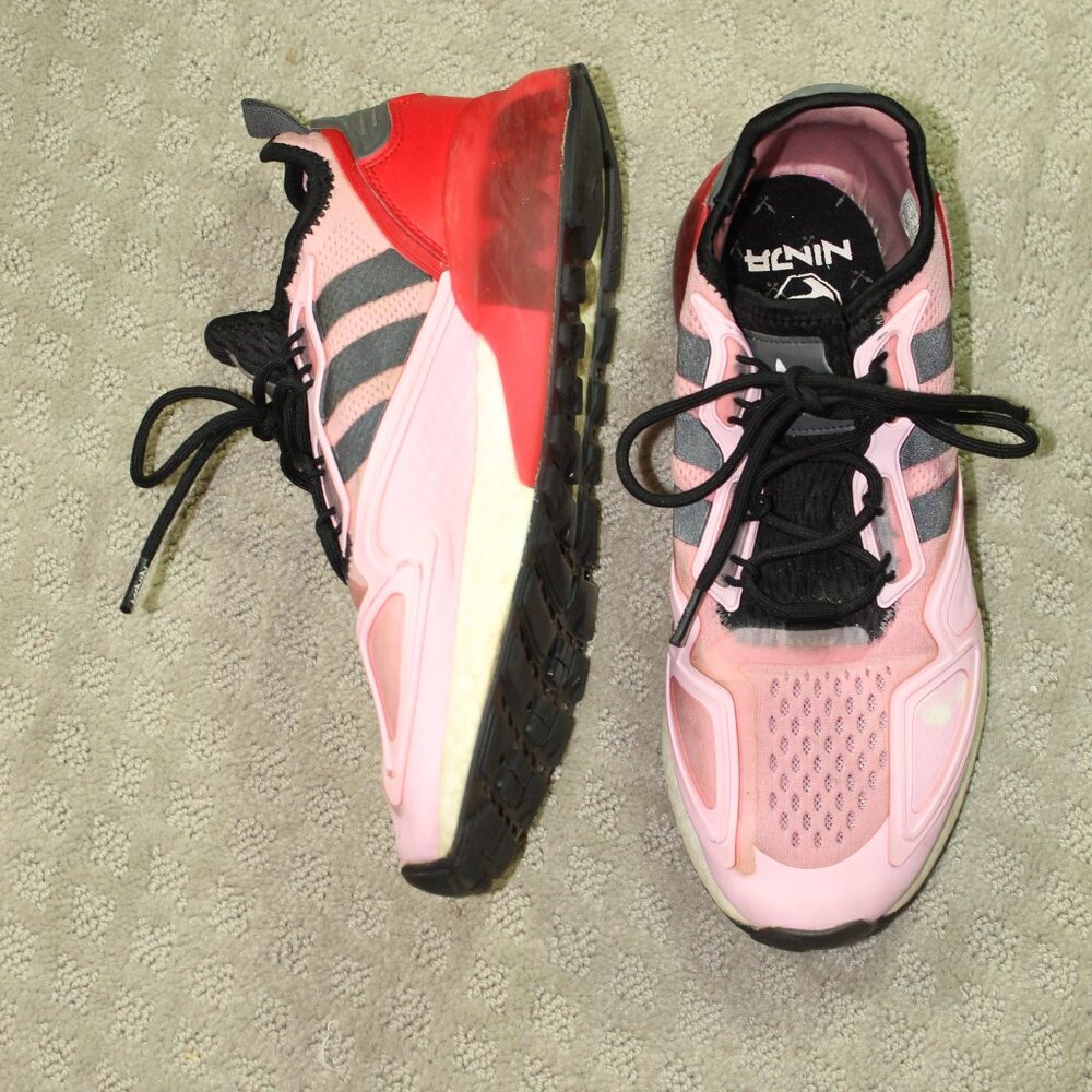 Men's Size 7.5 - adidas Ninja x ZX 2K Boost Time In - True Pink Scarlet Unisex
